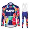 MAPEI Winter Cycling Jersey Bib Tights Set Thermal Fleece Long Sleeve Road Bike Riders Men Women