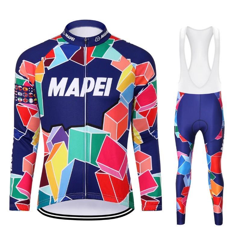 MAPEI Winter Cycling Jersey Bib Tights Set Thermal Fleece Long Sleeve Road Bike Riders Men Women