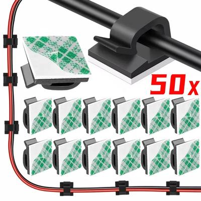 Self Adhesive Cable Clips Cord Management Wire Holder Organizer Clamp Desk Tidy Cable Manager In Car Home Office Clips 10-50Pcs