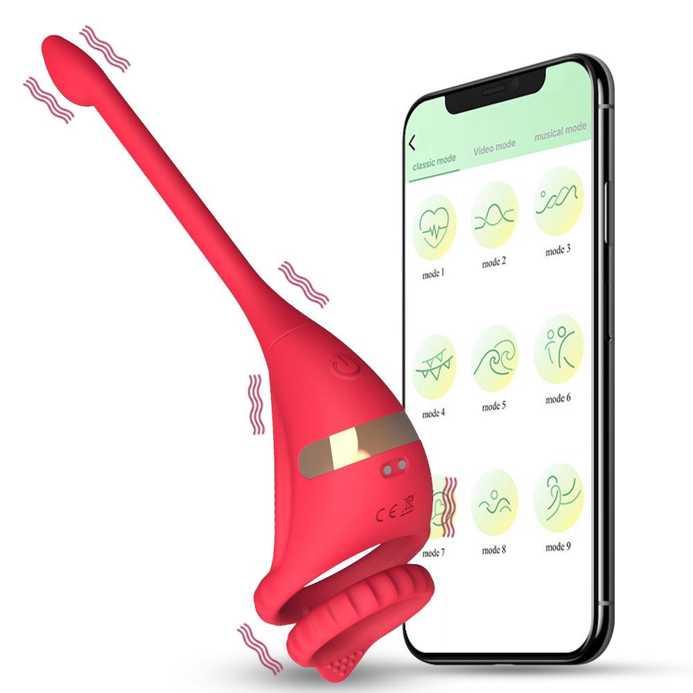 APP Controllo remoto Doppio anello Doppio shock Chiusura Cum Ring Plug anale Coppia vibratore Giocattoli del sesso Anello del pene remoto Prodotti per adulti