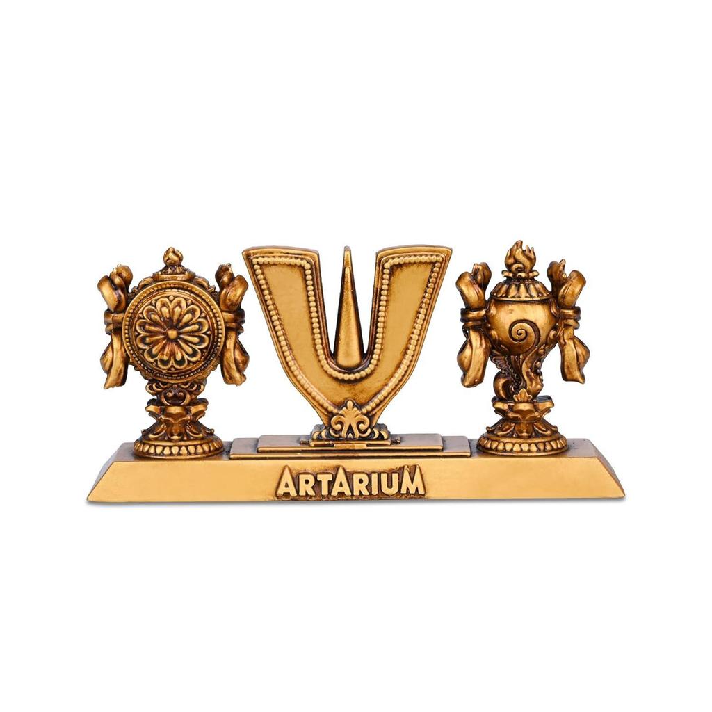 Vaishnav Tilak Sankh Chakra Tilak of Lord Vishnu for Home Temple & Office Material- Resin & Marble Dust