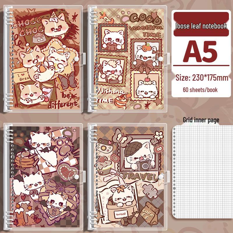 Meow Fun Time A5 Soft Cover Notebook with Removable Binder for Students