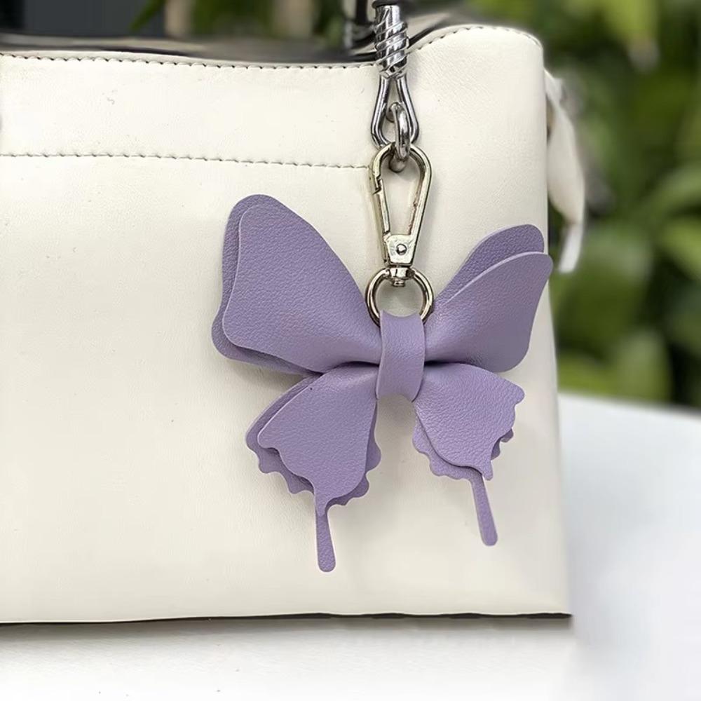 Retro Colorful Butterfly Pendant Keychains Leather Exquisit Backpack Decoration Accessories Personalized Bag Pendant