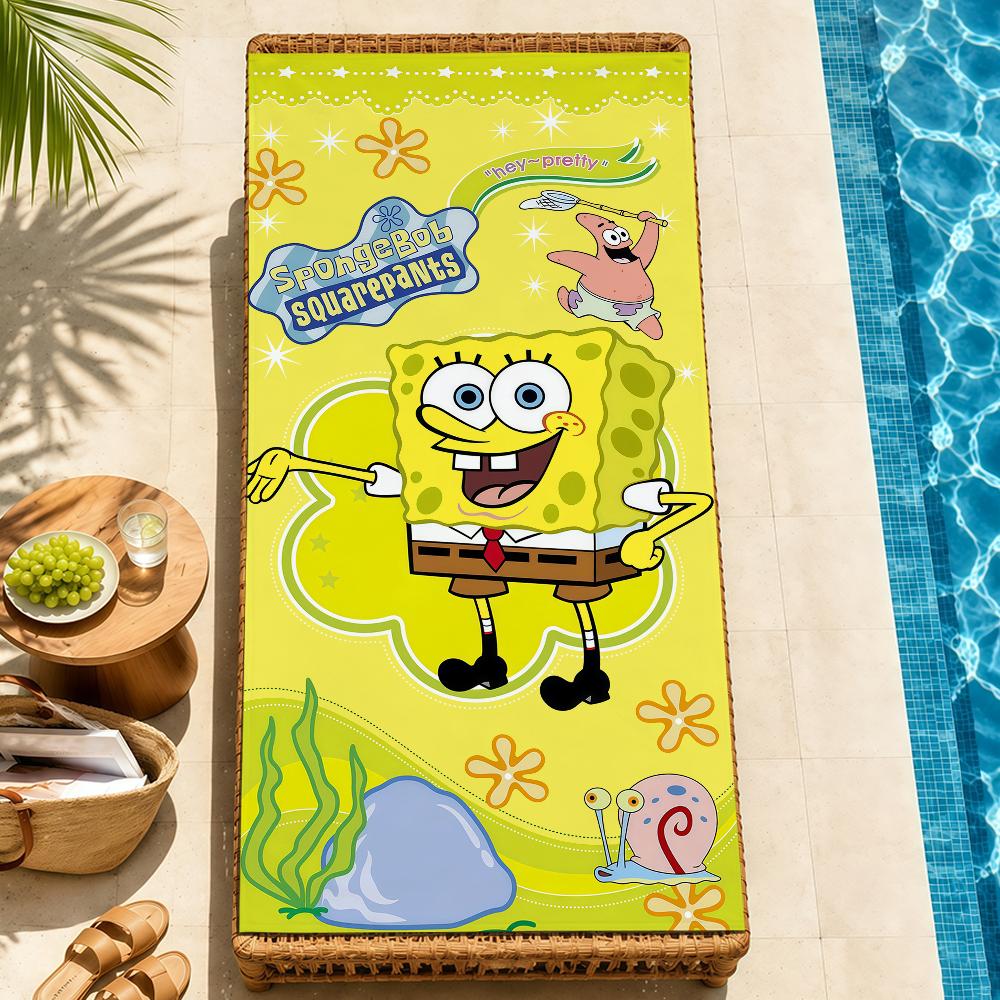 Beach Towels cute b-b-BobS-s Soft fun Quick Dry Pool cartoon s-S-S-SpongeS-eS bathing Towel Travel Gym Spa Camp sport face Gift