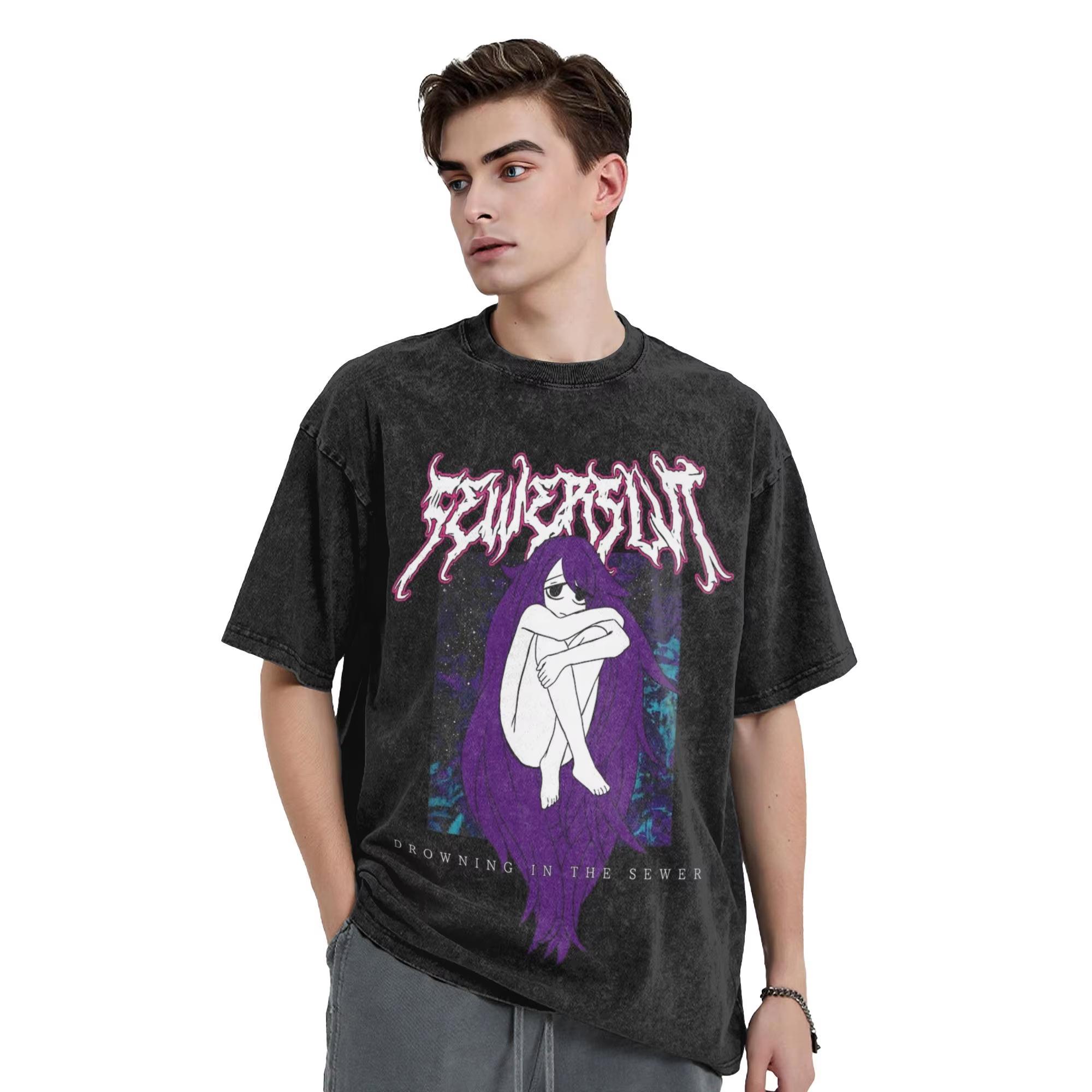 

Sewerslvt Drowning in The Sewer Washed T Shirts Vintage T-Shirt Tees for Men Women Short Sleeve Summer S