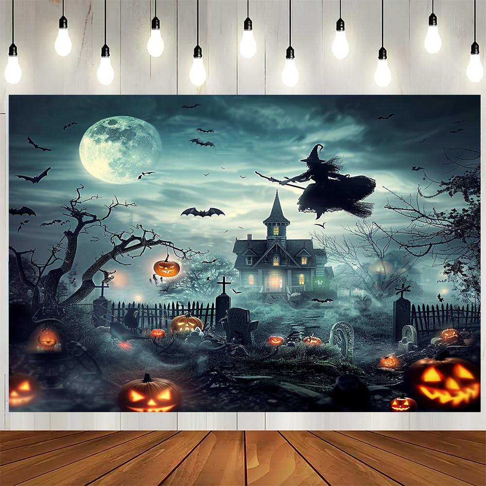 Zamek na Halloween duch Wiedźma nietoperz tło cmentarza dekoracja imprezowa rekwizyty fotograficzne do użytku wewnątrz/na zewnątrz
