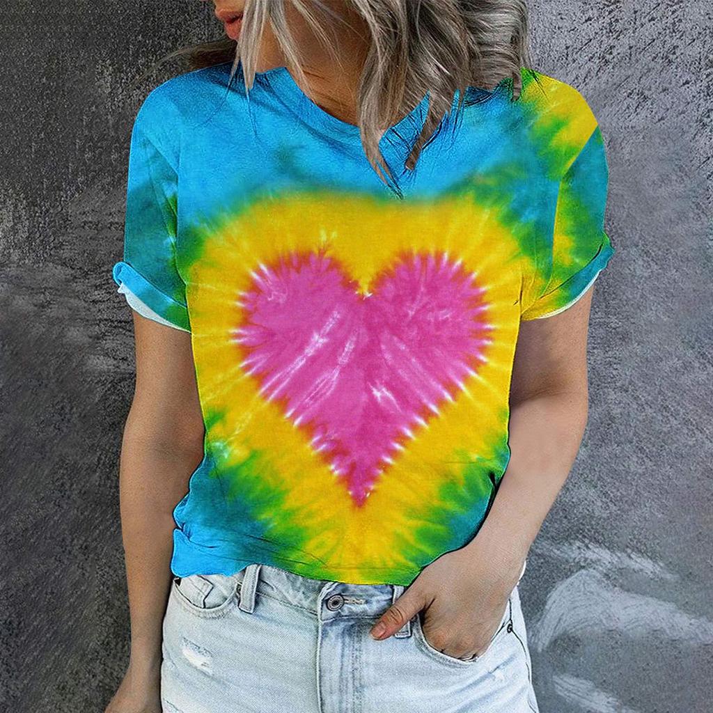 2023 Grenzüberschreitendes Sommer Herren Rundhals Kurzarm T-Shirt Liebe Damen 3D T-Shirt Digitaldruck Kurzarm Top