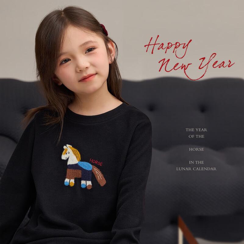 Детская теплая базовая футболка с вышивкой  Счастливый пони  9317D 170