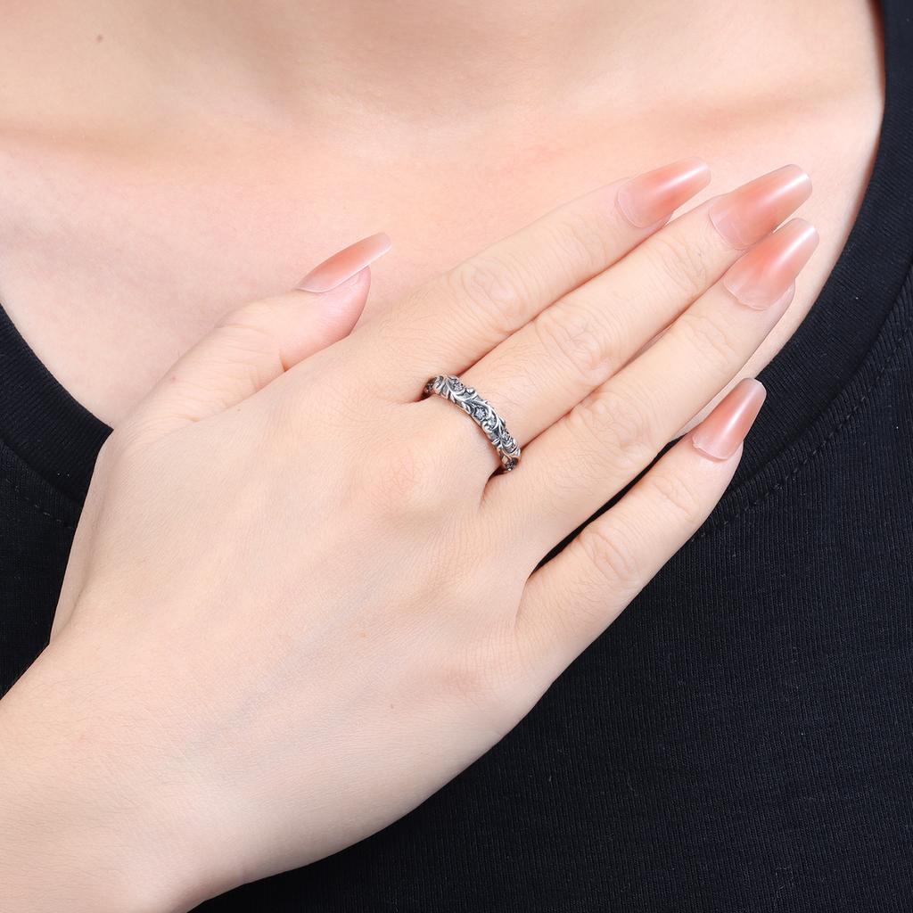 Copper Craft Retro Pattern Blue Eyes Ring Women'S Anniversary Present Engagement Rings For Women Mens Jewellery