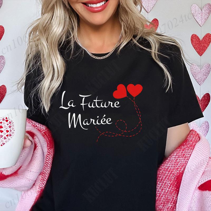 Bachelorette Hen Party Evjf Future Team Bride T-Shirt French Women Short Sleeved Tees Graphic Tops Bridal Shower Wedding Clothes
