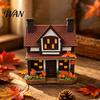 Sváteční podzimní osvětlení Vintage dýně s osvětlením Chaloupka, Halloween Osvětlená figurka panství, Dekorace do interiéru, Podzimní noční světlo Strašidelná stolní dekorace,