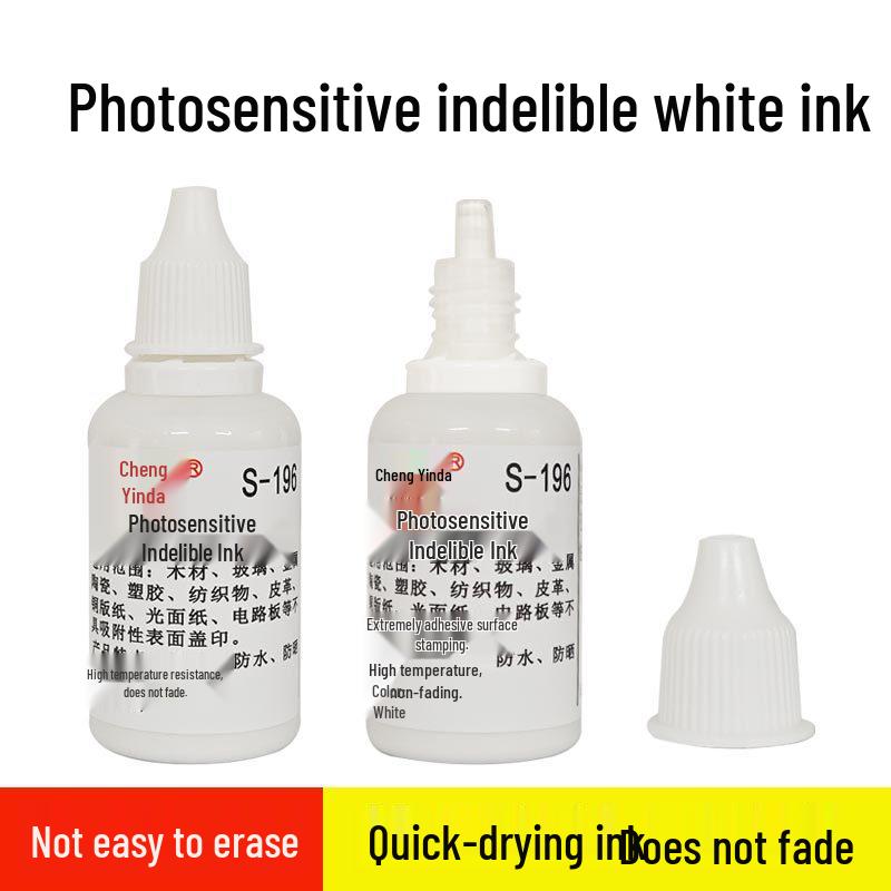 196 White Indelible Ink: Quick-Drying, Non-Fading for Metal, Plastic, Leather, and Ceramic Surfaces
