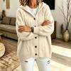 Damen Pullover Mantel mit Kapuze, farbig, Zopfmuster, lockere Passform