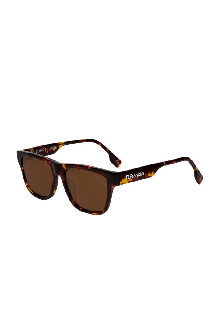 Dee Franklin Doha Square Dark Sunglasses, Carry/Brown, DFKSUN1513-0802