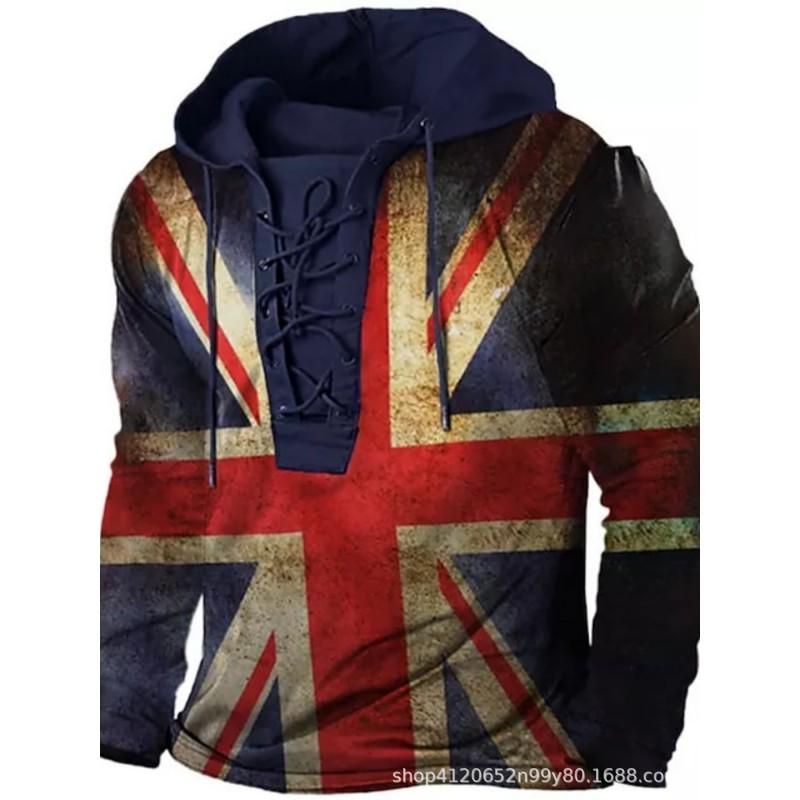 Herren Kapuzenpullover Lockerer Schnitt Mit 3D Digitalem Tierdruck Air Layer Stoff Langarm Freizeit Oberteil Alles