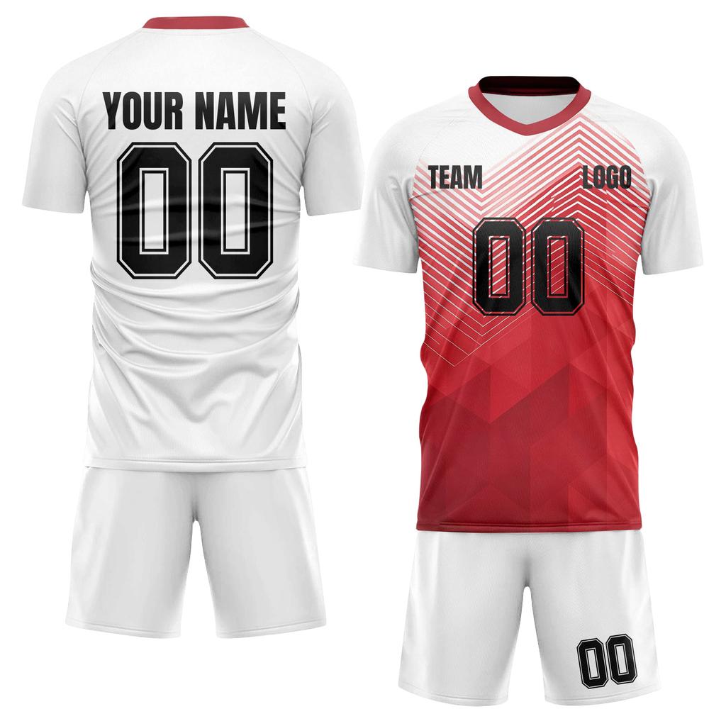 Short Sleeve Two Piece Sports Jersey Set with Geometric Print for Men and Youth Athletic Training Uniforms Teamwear