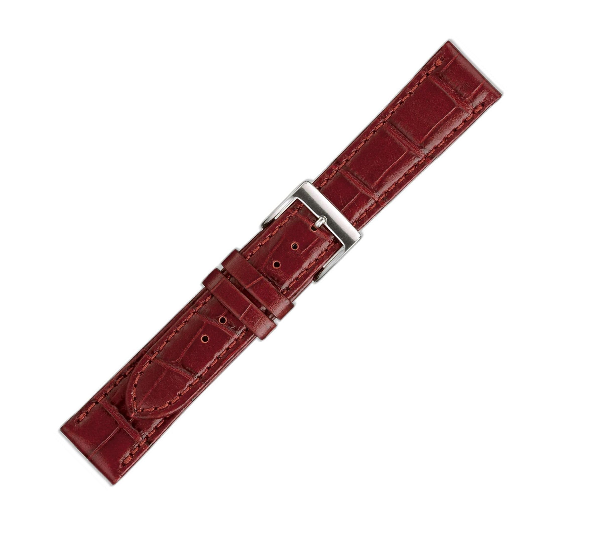 

[Maruman] [EICO] Watch Band, Cowhide (Embossed Crocodile), Made in Japan, Size S 29668, Wine Red, 18mm