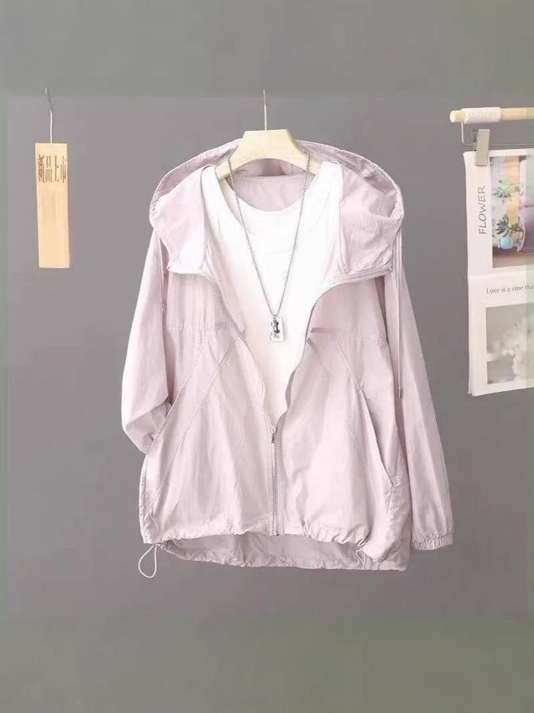 Hooded UV Protection Lightweight Summer Cardigan Jacket - Breathable, Loose Fit for Outdoor Casual Wear