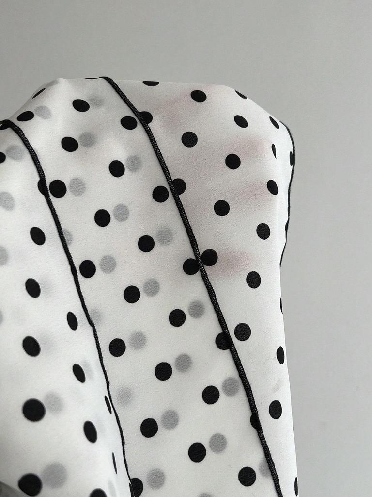Women's Black & White Polka Dot Spaghetti Strap Lace Tank Top - Sweet & Spicy Spring/Summer Style