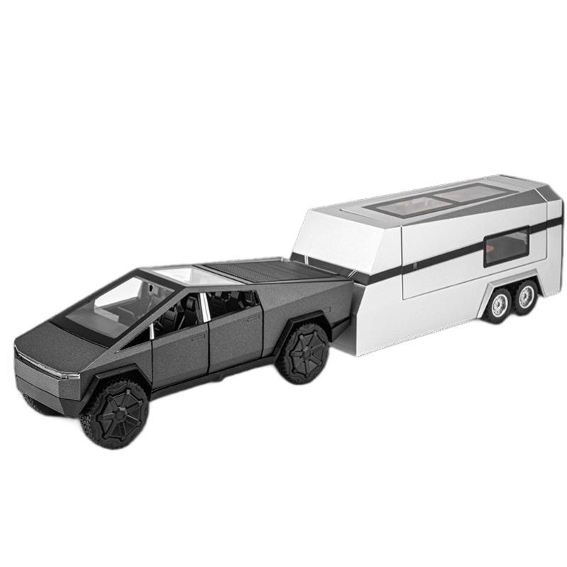 

1/32 Tesla Cybertruck Внедорожник Пикап Прицеп Сплав Автомобиль Литая Модель Звук и Свет Детская Игрушка Модная Домашняя Обстановка Подарки Мальчикам серый