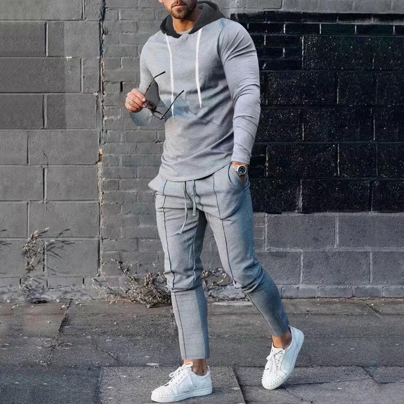 Traje Deportivo de Ocio para Hombre Primavera y Otoño Sudadera Holgada Conjunto Slim de Dos Piezas para Hombre