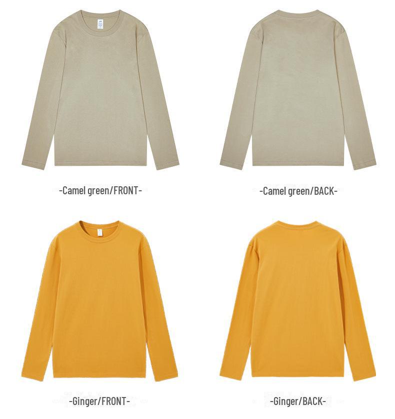 Men's 230g Heavy Cotton Long-Sleeve T-Shirt - Trendy Solid Color Couples' Style for Spring & Autumn