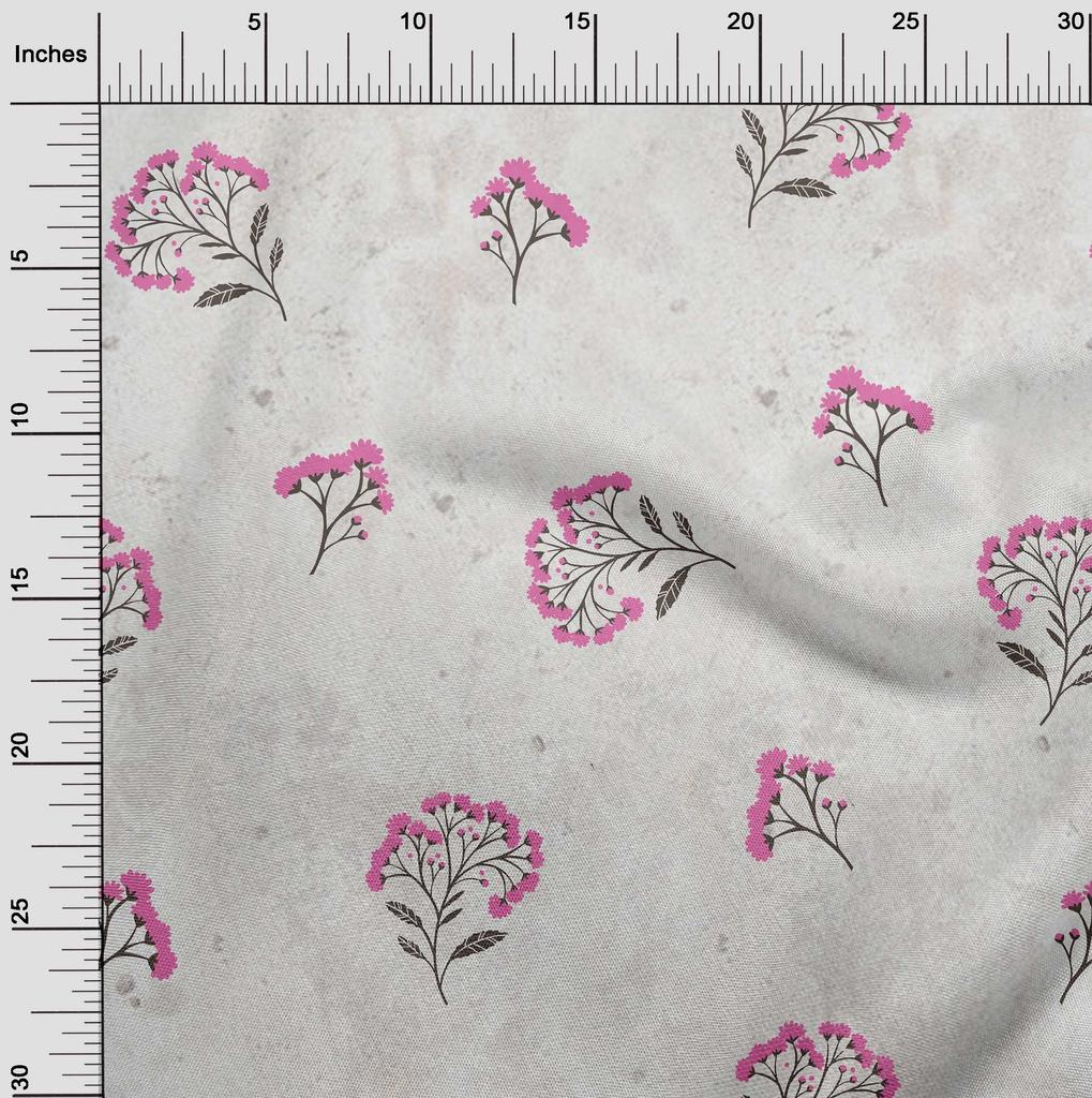 oneOone Cotton Flex Fuchsia Pink Stoff Blumenmuster mit Struktur Kleiderstoff Stoff Druckstoff Meterware 40 Zoll