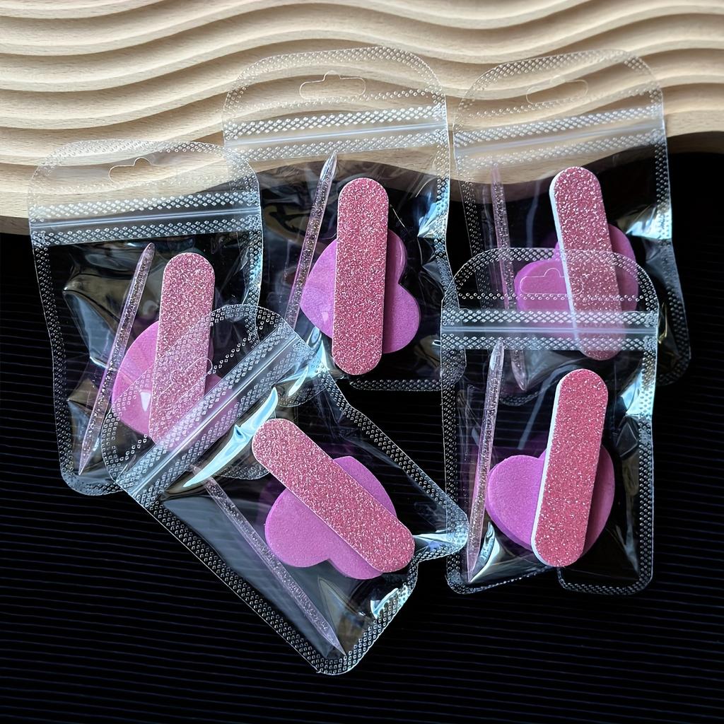 Set da 15 Pezzi / 3 Pezzi Lima per Unghie Mini, Tamponi e Bastoncini Lucidanti, Blocco Lucidante per Unghie Spugna a Forma di Cuore Double-Sided, Strumenti Lavabili per la Cura delle Unghie