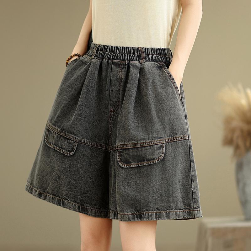 

DIMANAF Plus Size Summer Harem Women 2025 Vintage Jeans Casual High Waist Elastic Basic Loose Pants M чорний