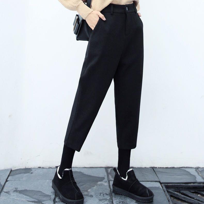 

Petite High-Waist Wool Harem Pants for Women (Nine-Point Length) 4XL