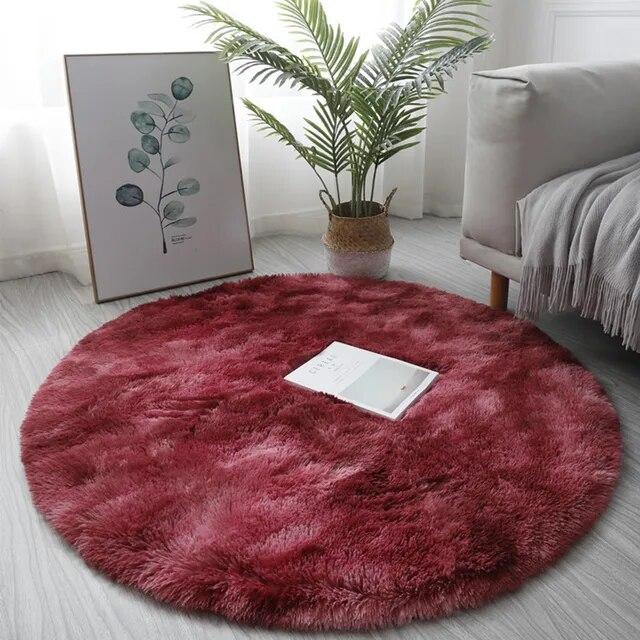 Home Textile Decoration Circle Round Shaggy Rug Living Room Bedroom Carpet Floor Mat Anti-Skid Soft And Valuable Area Rug 1pc