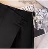 Gray Buttoned A-Line Skirt with Slit - Women's Spring/Summer Chinese Style Hip-Wrapped Skirt
