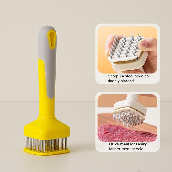 Stainless Steel Meat Tenderizer Hammer Automatic Rebound Meat Tenderizer Tool for Kitchen Family Restaurant Bakery Marinade Absorption Enhancer