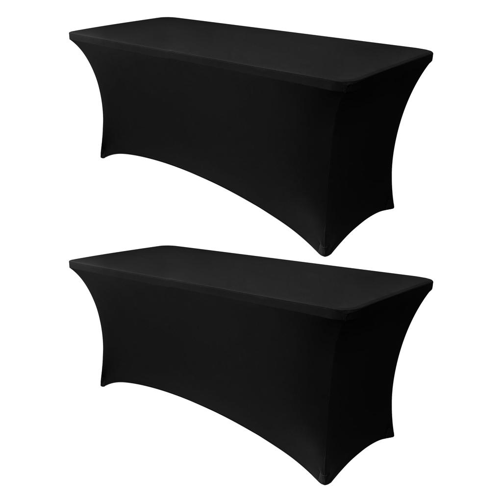 2 Pcs Spandex Table Cover for Standard Folding Tables Universal Rectangle Fitted Tablecloth Protector Wedding Banquet and Party