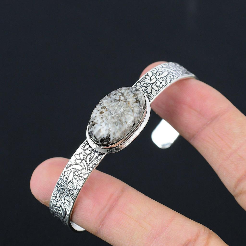 Daughters Day Sale Sterling Silver Natural Stingray Coral Mother Bangle Jewelry