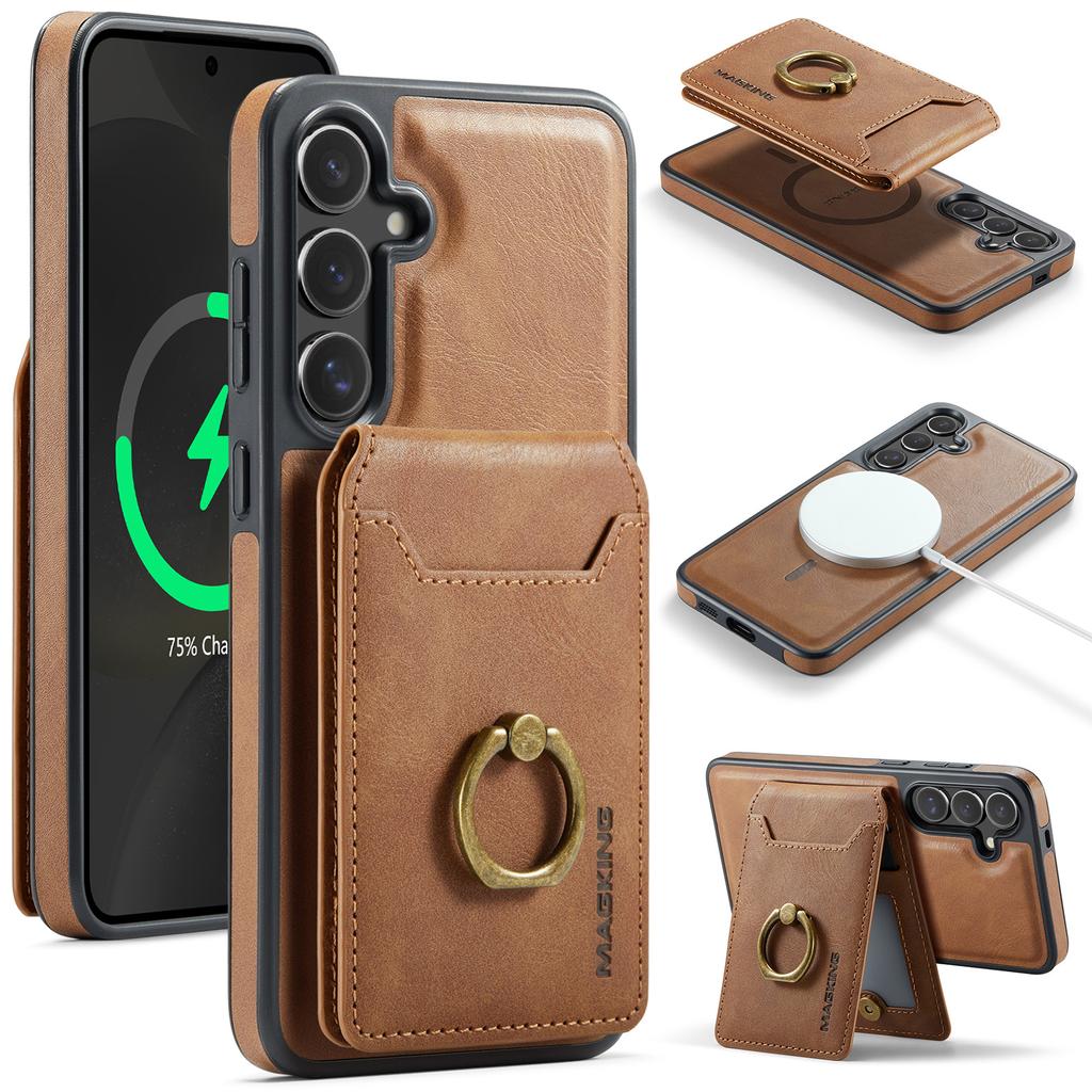 MAGKING seria K1 Dla Samsung Galaxy S26+ Magnetyczne Etui PC + TPU + PU Pokrowiec na Telefon z Uchwytem na Karty