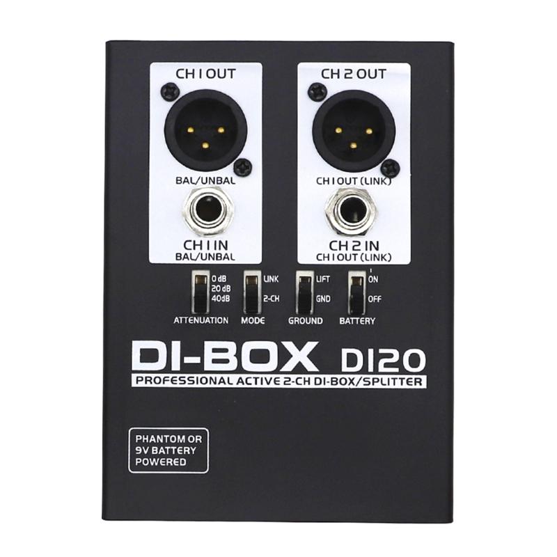 

DI 2Channel Active Direct Box Active DI BOX with Output Ground Lift for Live Sound Studio Recording Equipment 1