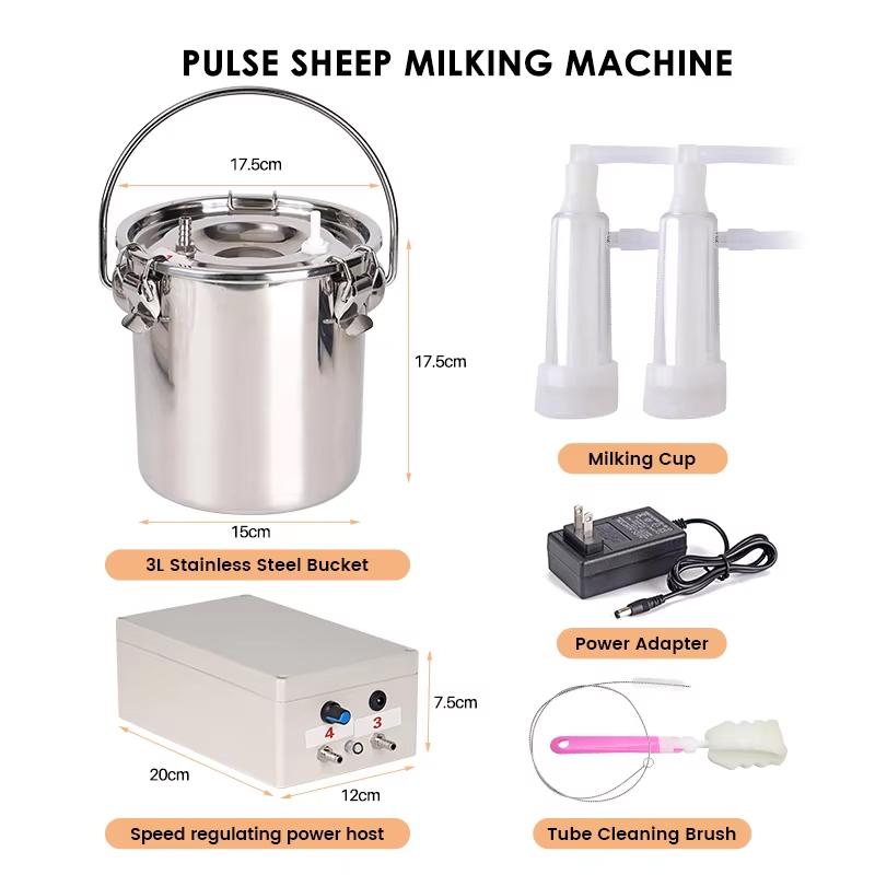 8L/5L/3L Sheep Cow Milking Machine Electric/pulse Milking Machine Milking Pump Stainless Steel Automatic Milking Breeding Tools