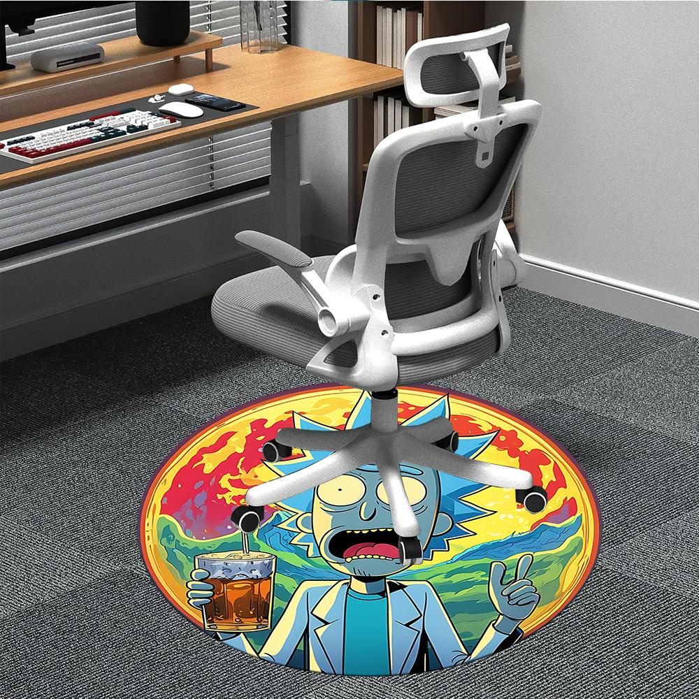 

Rick and Morty Office Round Area Rug, Indoor Mat Suitable For Office, Under Office Chairs Bedroom Living Room Home Decor, Room Deco176 80cm by 80cm