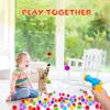 Haustierspielzeug, Interaktives Katzenspielzeug-Set, 80 Stück Glitzer-Pompoms Katzenballspielzeug mit 1 Abschussvorrichtung, Sichere weiche Katzenspielzeugbälle zum Apportieren, Trainieren, Spielen