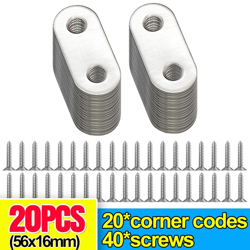 Stainless Steel Corner Bracket Metal Flat Straight Brace Fixed Connecting Plate Corner Brackets For Reapiring Furniture Cabinet