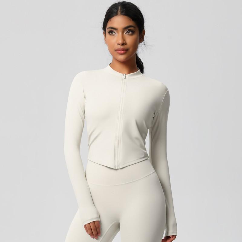 Womens Seamless Fit Quick-Dry Zip-Up Athletic Jacket Yoga Running Gym Workout