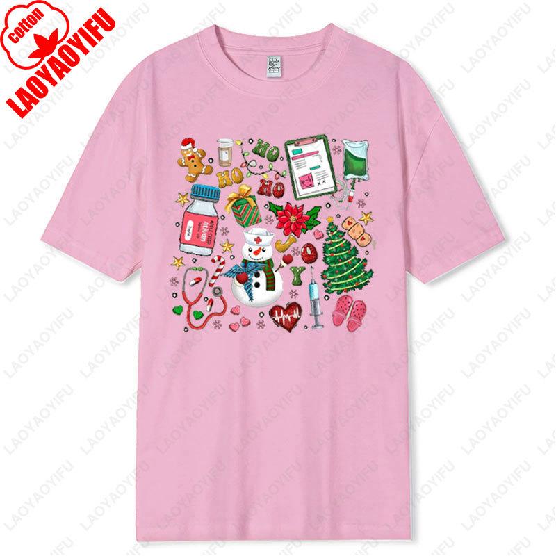 

Funny Nurse Christmas Festive Holiday Tees Cute School Style Men Women Cotton Tshirt Unique Unisex Adult Perfect Gift Clothing 4XL