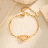 Exquisite Zircon Oval Pendant Bracelet for Women,Gold Color Stainless Steel Small Square Chain Bracelets,Fashion Jewelry Gifts