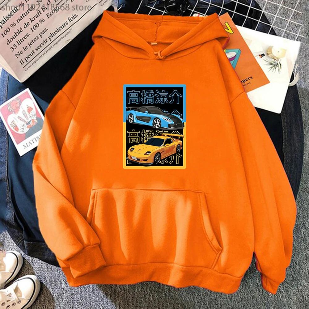 Japanese Anime AE86 Hoodie Initial D Graphic Sweatshirt Men O-Neck Long Sleeves Fashion Casual Drift Racing Women Clothing