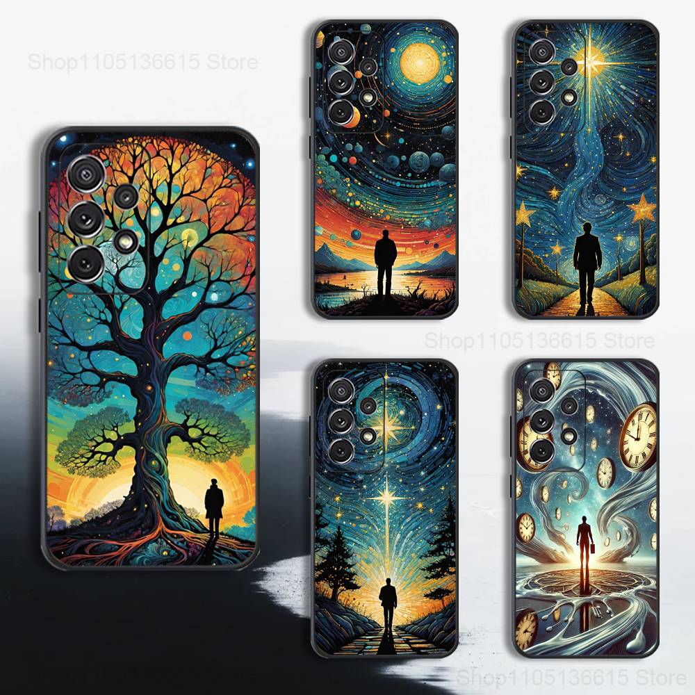 Sky Tree Art Starry Case For Samsung S10,Plus,S9,Ultra,S24,S21,S20,S23,FE,S22,S25,Lite,Soft Silicone Black