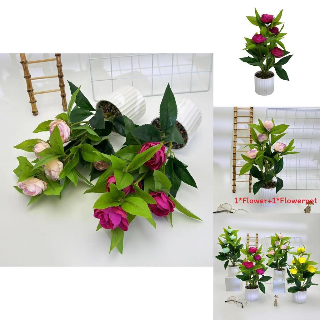 Rose Flower Arrangement Synthetic Potted Plant With Realistic Texture For Party And Outdoor Decor