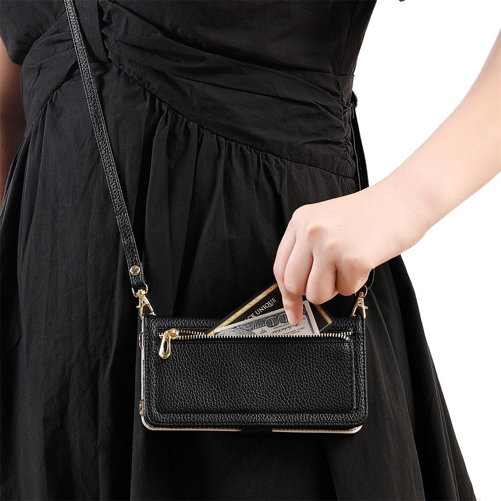 Leather Phone Case for iPhone 12 - 16 Series with Coin Pocket, Card Slot, Mirror & Stand – Multiple Colors