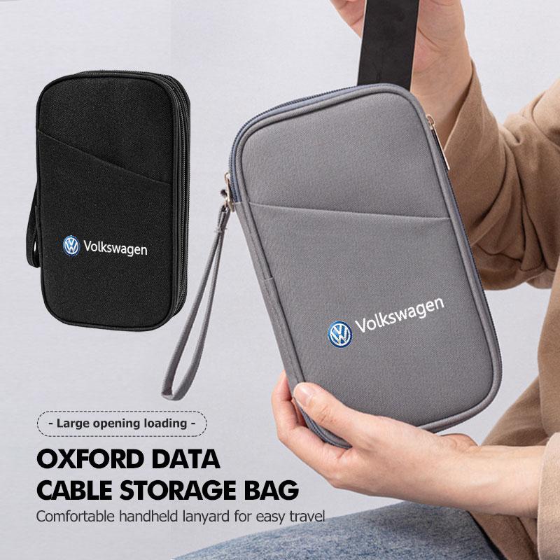 For Volkswagen VW Car Portable Storage Bag Carry Lighter Data Cable Key Bank Card Polo Jetta Sagitar Magotan Passat B5 B6 B7 CC JJ2