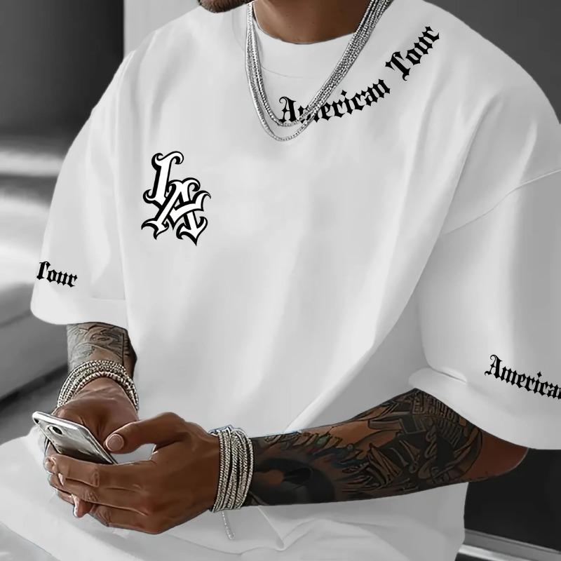 Summer Men's T-shirt, Letter-printed Casual Graphic Round-neck T-shirt, Short-sleeved Sports Women's T-shirt